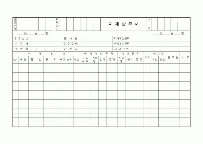 (제조/생산)자재발주서