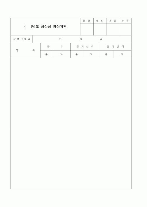 (제조/생산)생산성 향상계획1