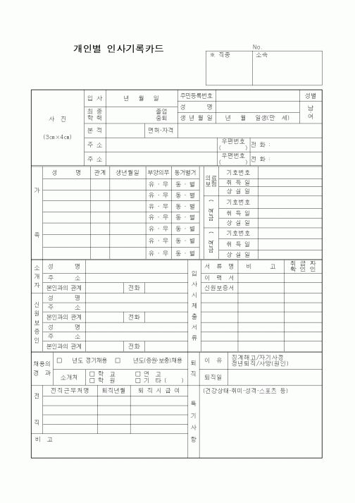 (인사/노무)개인별 인사기록카드3