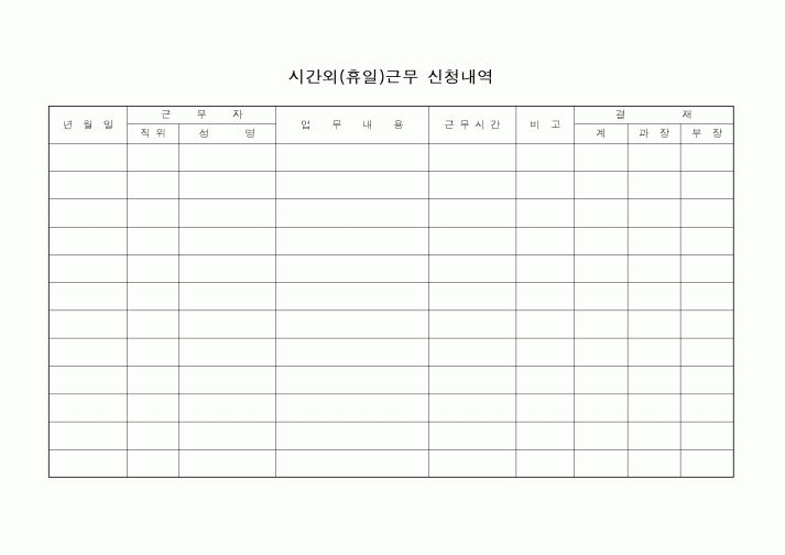 (총무)시간외(휴일)근무 신청내역