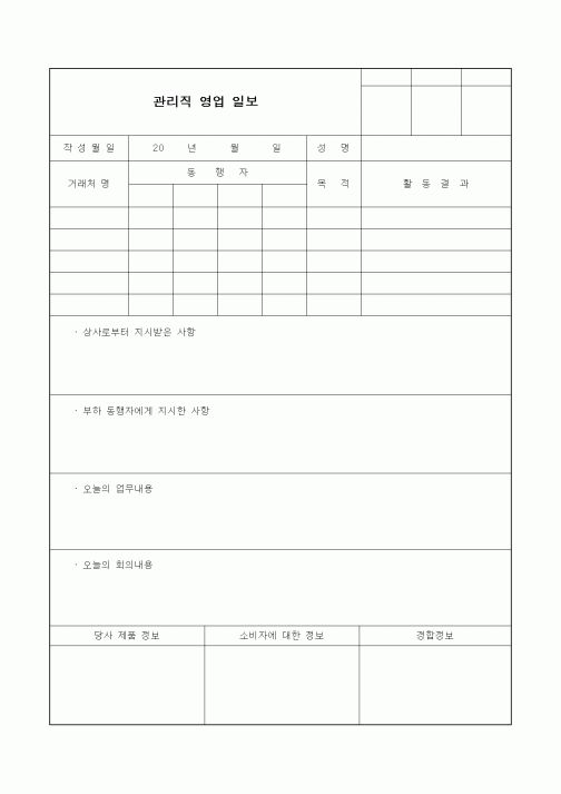 (영업)관리직 영업 일보