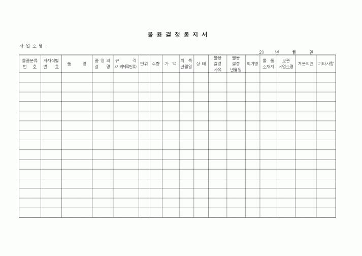 (구매/외주서식)불용결정통지서