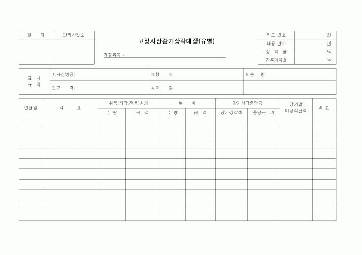 (세무/회계)고정자산감가상각대장(유별)