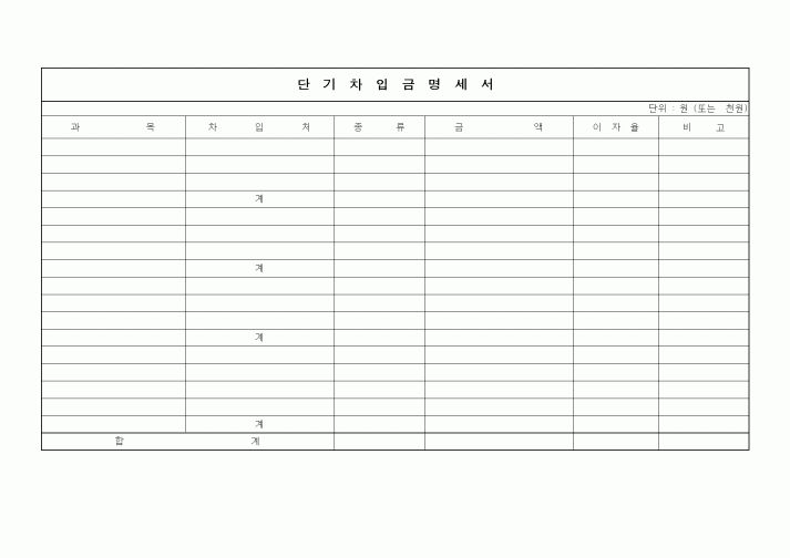 (세무/회계)단기차입금명세서2