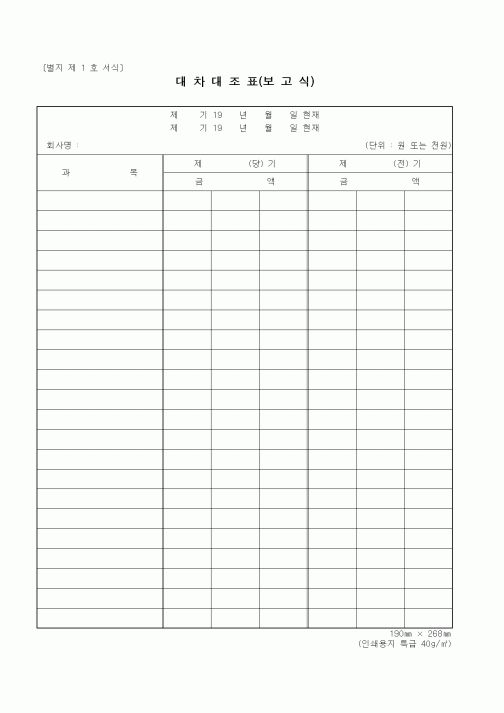 (세무/회계)대차대조표(보고식)
