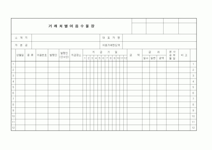 (세무/회계)거래처별어음수불장
