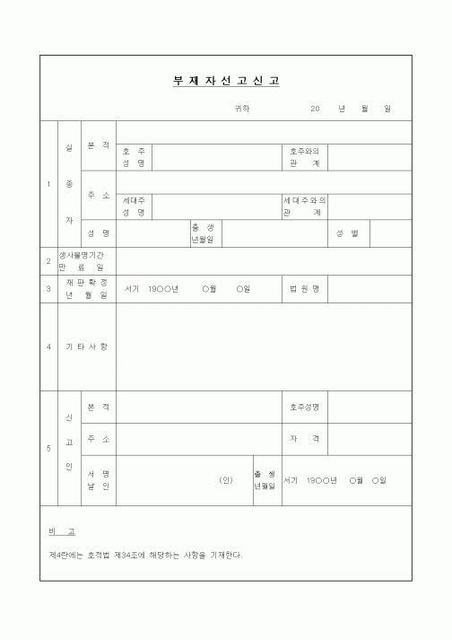 (생활민원)부재자선고신고