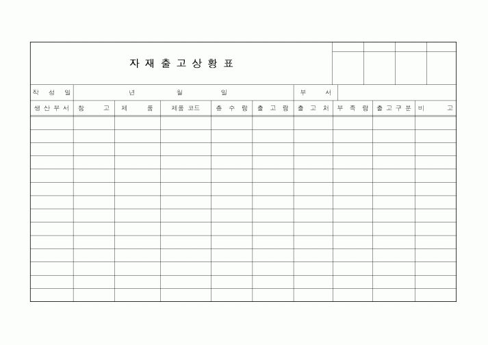 (구매/외주서식)자재출고상황표