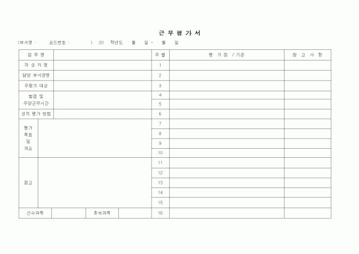 (인사/노무)근무평가서