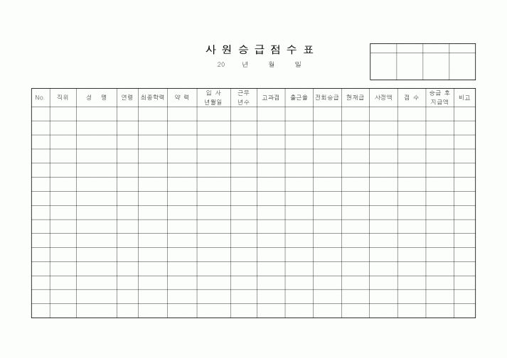 (인사/노무)사원승급점수표