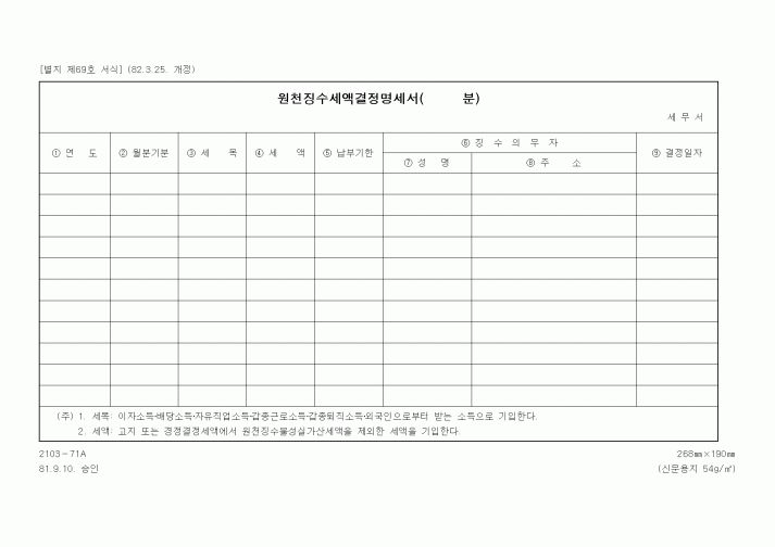 (국세청)원천징수세액결정명세서
