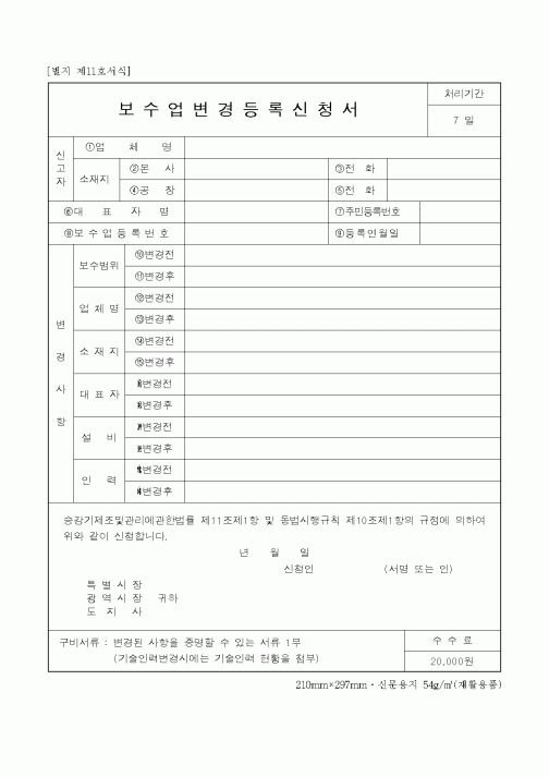 (산업지원부)보수업변경등록신청서