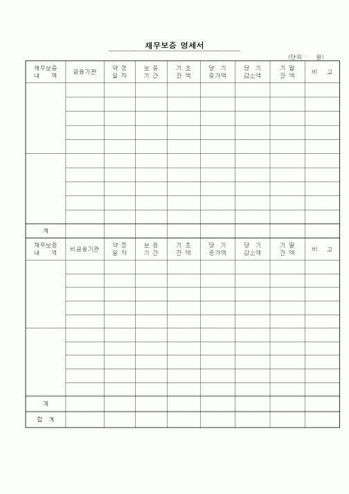 (세무/회계)채무보증명세서