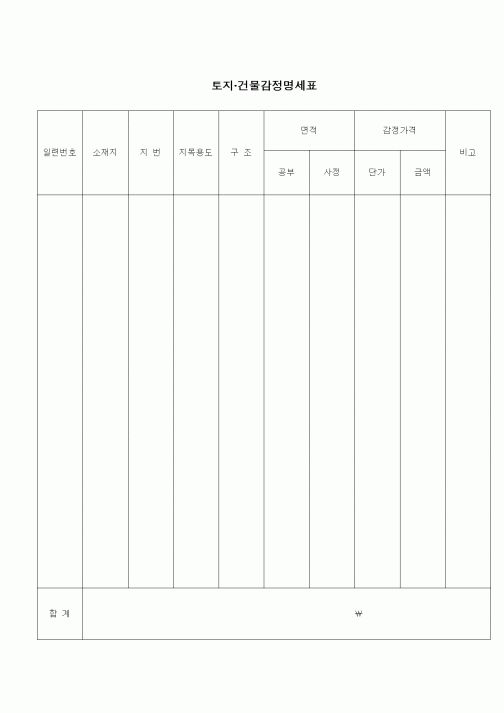 (부동산)토지건물감정명세표