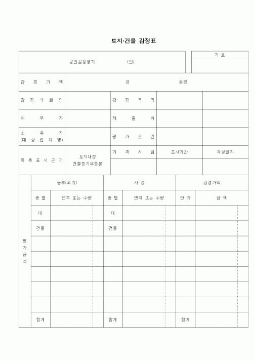 (부동산)토지건물감정표