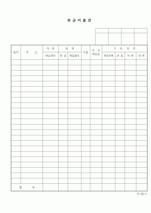 (세무/회계)현금지출장(1)
