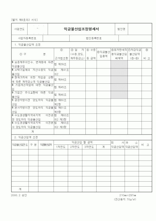(세무/회계)익금불산입조정명세서