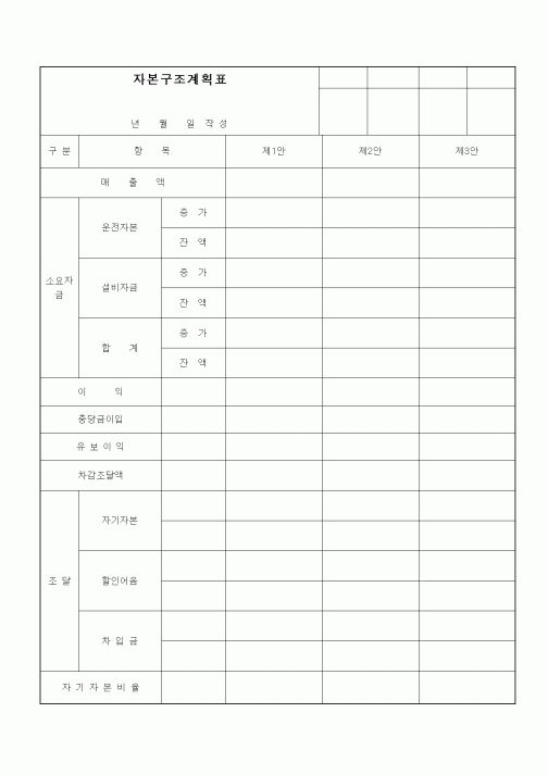 (세무/회계)자금구조계획표