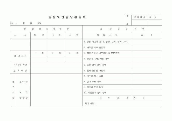(총무)일일보안담당관일지