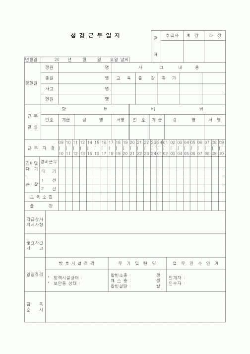 (총무)청경근무일지