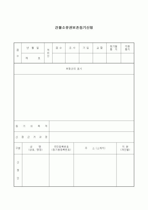 (기타)건물소유권보존등기신청