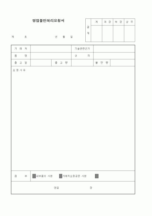 (영업)영업불만처리요청서1