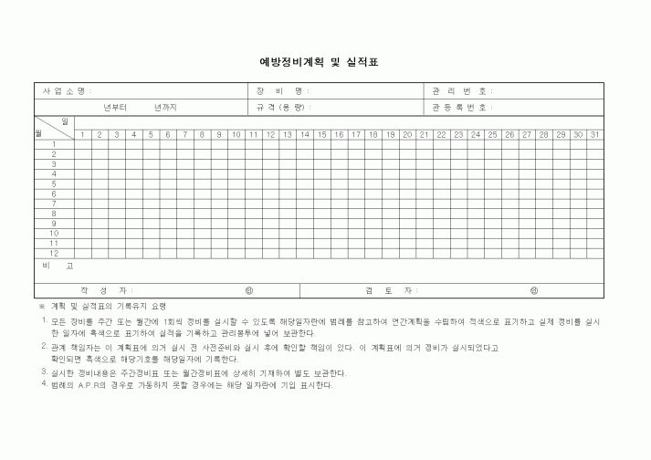 (총무)예방정비계획 및 실적표