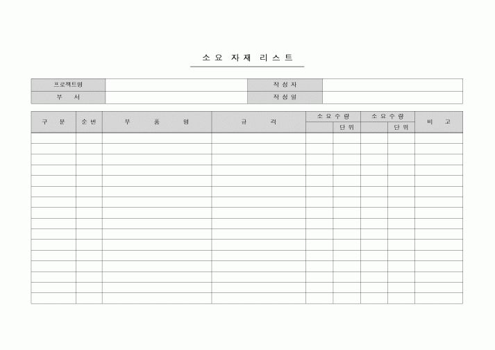 (제조/생산)소요 자재 리스트
