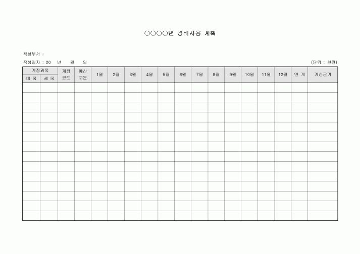 경비사용계획(연간)