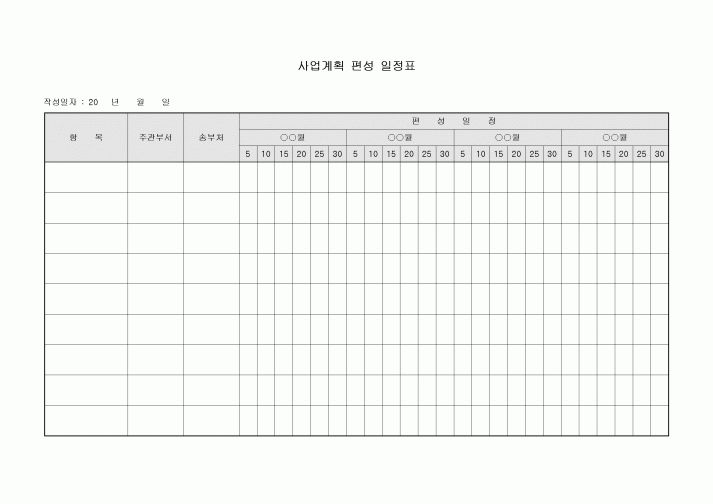 사업계획편성일정표