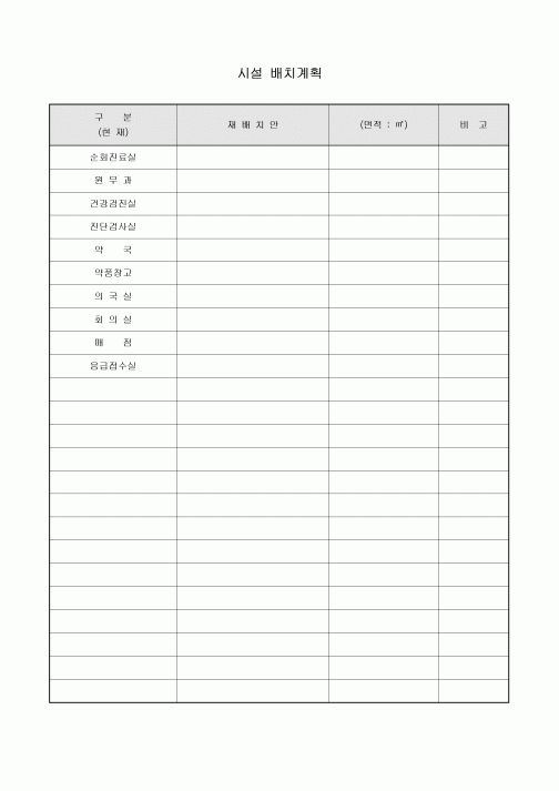 시설 배치계획(병원)