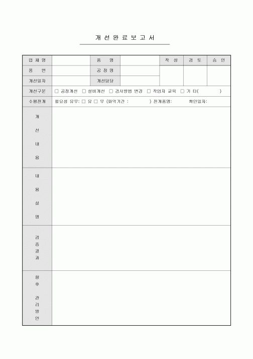 개선완료보고서(품질)