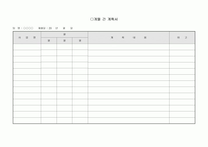 계획서(O개월간)