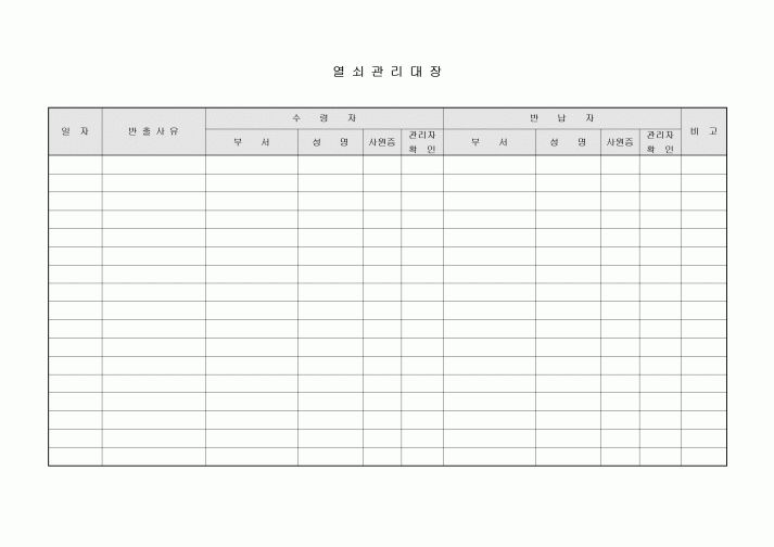 관리대장(열쇠)