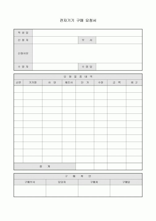 구매요청서(전자기기)