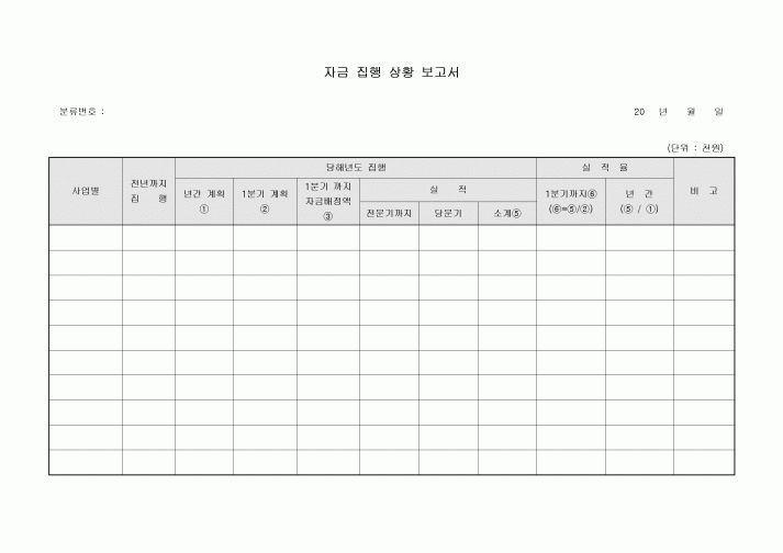 자금집행상황보고서