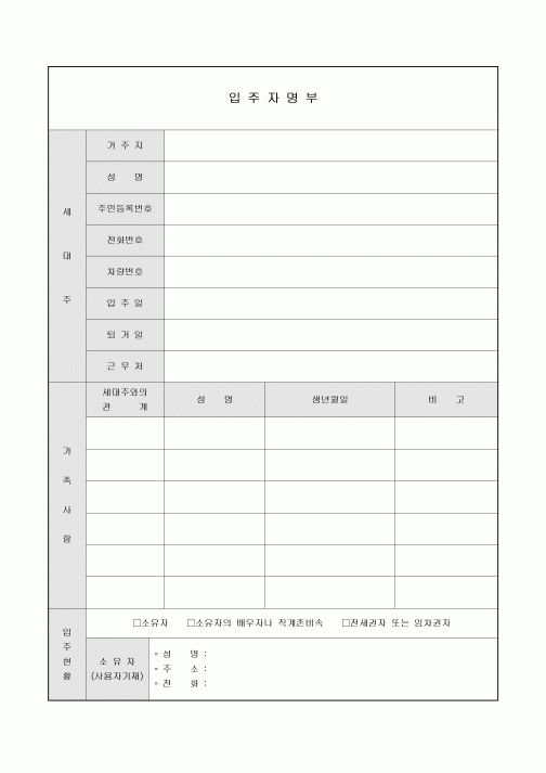 아파트입주자명부