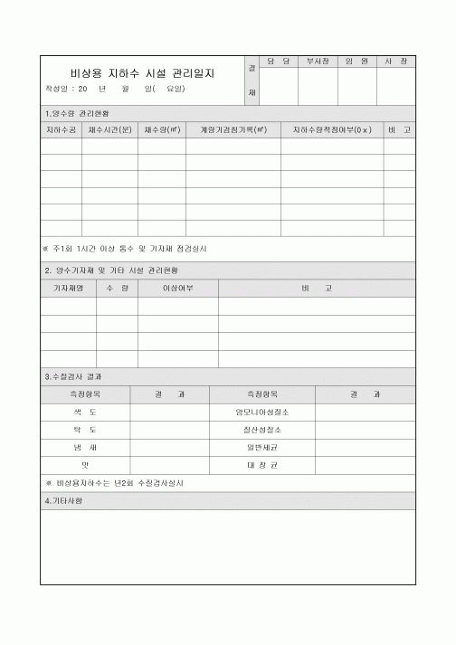 아파트지하수시설관리일지