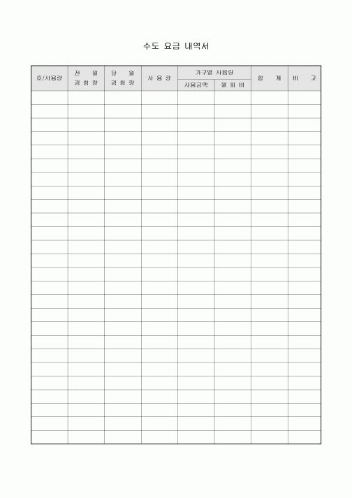 내역서(수도요금)