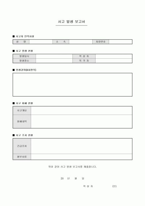 사고 발생 보고서