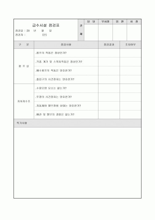 아파트급수시설점검표
