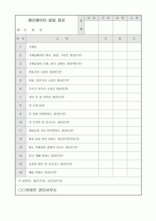 아파트엘레베이터일일점검