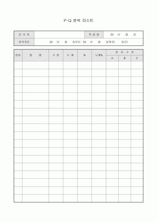 P-Q 분석 리스트