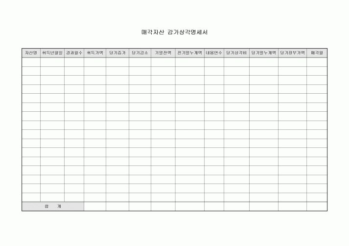 매각자산 감가상각명세서