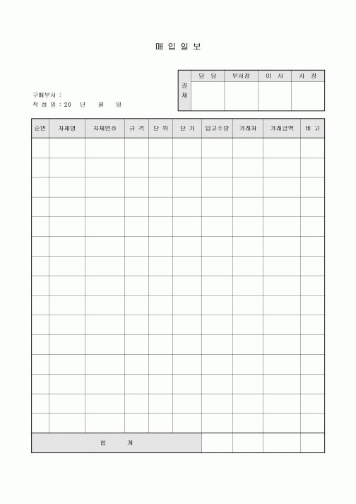 매입일보(자재별)