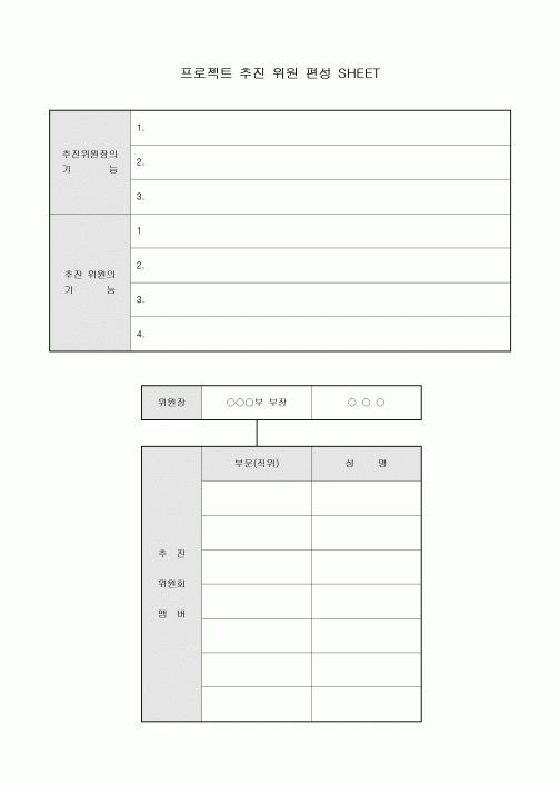 프로젝트 추진 위원 편성 SHEET