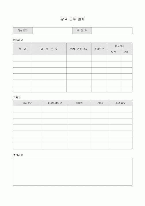 창고 근무 일지