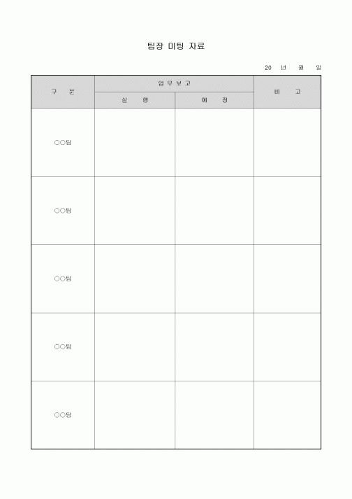 팀장 미팅 자료