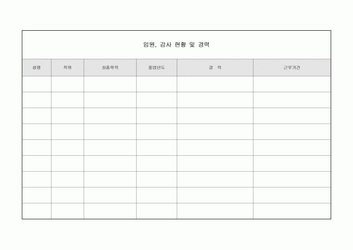 임원, 감사 현황 및 경력