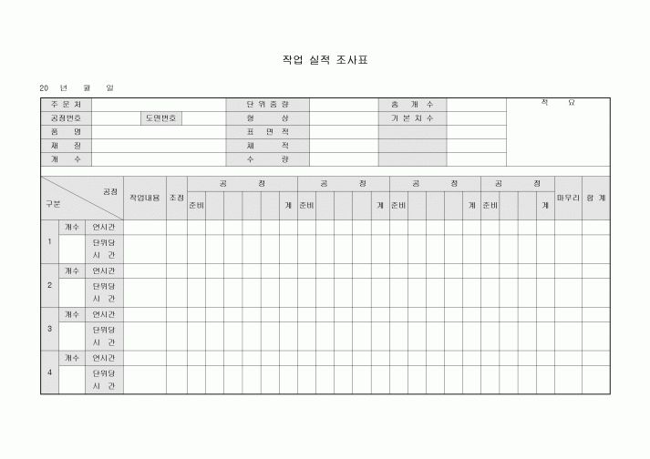 작업 실적 조사표